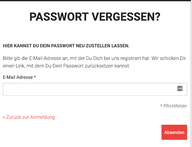 Passwort vergessen